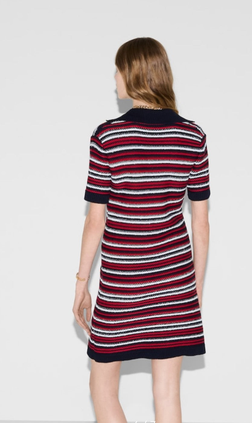 Cotton Striped Ribbed Knit Dress　ネイビー Cotton Striped Ribbed Knit Dress